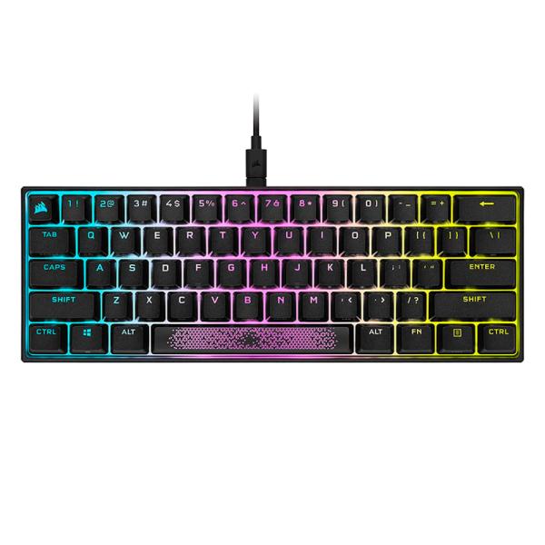 TECLADO GAMING RGB CORSAIR K65 MINI MECÁNICO ALÁMBRICO USB INGLÉS SWITCH PLATEADO CH-9194014-NA NEGRO