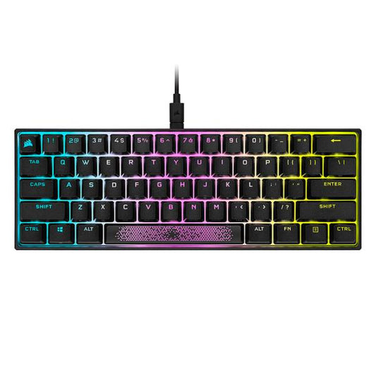 TECLADO GAMING RGB CORSAIR K65 MINI MECÁNICO ALÁMBRICO USB INGLÉS SWITCH PLATEADO CH-9194014-NA NEGRO